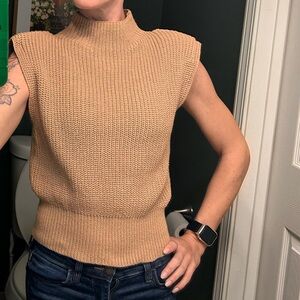 Women's Tan  Knit Sleeveless Sweater - Size Small